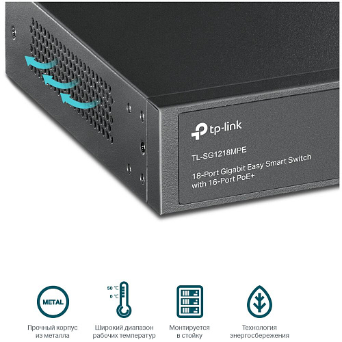 Коммутатор TP-LINK TL-SG1218MPE Easy Smart 16xGbLAN PoE+ 2xGbLAN 2xSFP/GbLAN