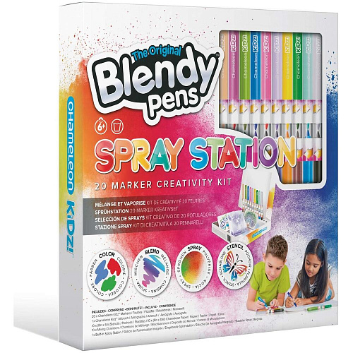 Набор фломастеров-хамелеонов «Blendy pens» (20 шт.) c трафаретами и аэрографом УЦЕНКА