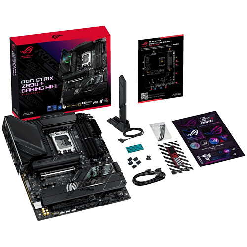 Материнская плата ASUS ROG Strix Z890-F Gaming WiFi Z890 Soc-1851 4xDDR5, 4xSATA3, RAID, 5хM.2, 2xPCI-E16x, 10xUSB3.2, 2xUSB3.2 Type C, DP, HDMI, WiFi, 2.5Glan, ATX