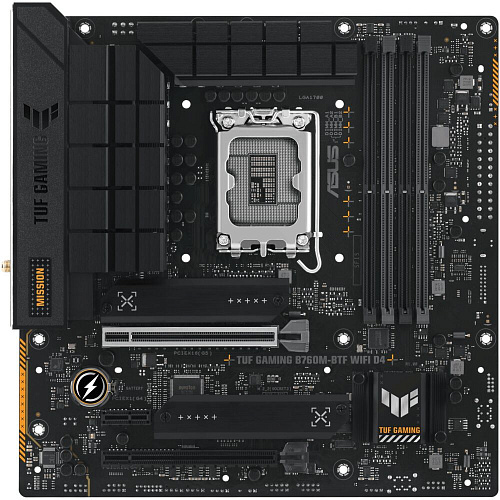 Материнская плата ASUS TUF Gaming B760M-BTF WiFi D4 B760 Socket-1700 4xDDR4, 4xSATA3, RAID, 3xM.2, 2xPCI-E16x, 3xUSB3.2, 3xUSB3.2 Type C, DP, HDMI, 2.5Glan, mATX