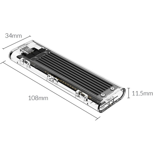 Корпус для SSD M2 SATA Orico TCM2F-C3-BK, USB Type C Прозрачный