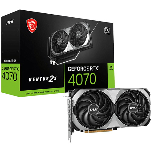 Видеокарта MSI GeForce RTX 4070 12288Mb, Ventus 2X E1 12G OC (RTX 4070 Ventus 2X E1 12G OC) 1xHDMI, 3xDP, Ret