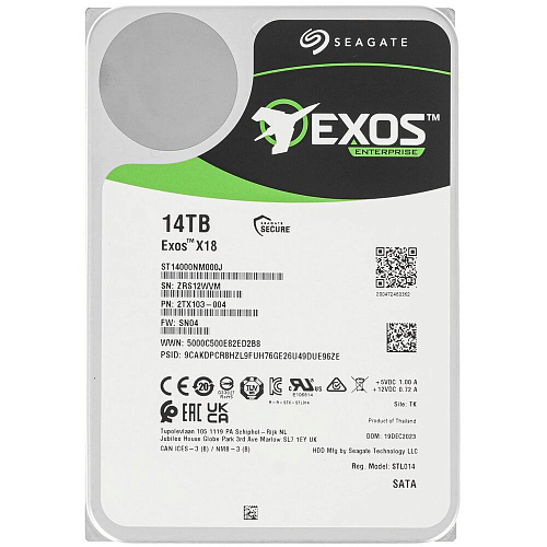 Внутренний жесткий диск 3,5" 14Tb Seagate (ST14000NM000J) 256Mb 7200rpm SATA3 Exos X18 RECERTIFIED