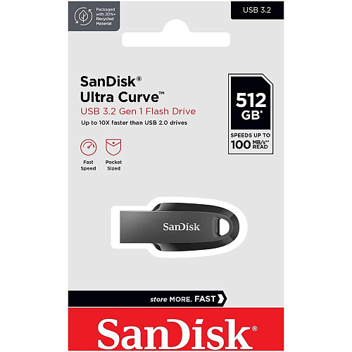 USB Flash накопитель 512GB SanDisk Ultra Curve (SDCZ550-512G-G46) USB 3.0 Черный