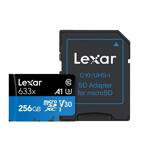 Карта памяти Micro SecureDigital 256Gb Lexar 633x SDXC class 10 (LSDMI256BB633A) + SD адаптер