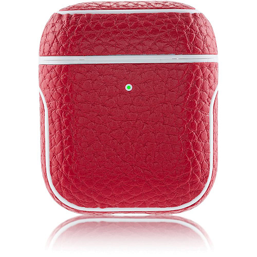 Чехол кожаный Brosco для Apple AirPods 2 красный