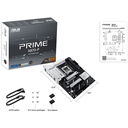 Материнская плата ASUS Prime X870-P X870 Socket AM5 4xDDR5, 2xSATA3, RAID, 4xM.2, 3xPCI-E16x, 4xUSB3.2, 2xUSB3.2 Type C, DP, HDMI, 2.5Glan, ATX