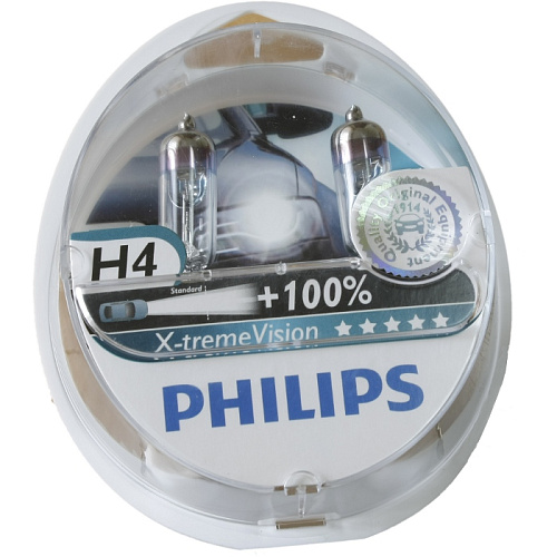 Автомобильная лампа H4 60/55W X-treme Vision plus 2 шт. Philips