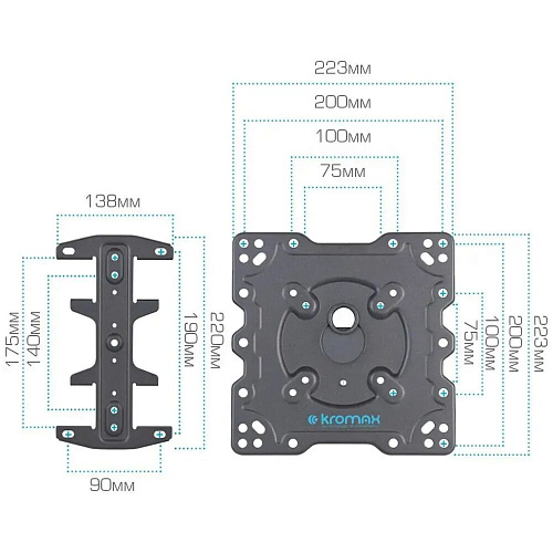 Кронштейн наклонно-поворотный Kromax ATLANTIS-45 22-65' до 45кг Vesa до 400x400 black