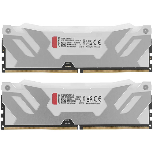 Модуль памяти DIMM 64Gb 2х32Gb DDR5 PC51200 6400MHz Kingston Fury Renegade RGB White XMP (KF564C32RWAK2-64)
