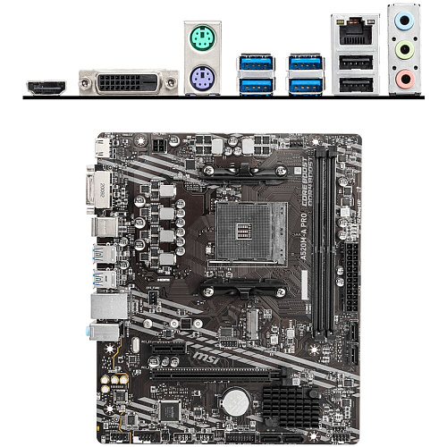 Материнская плата MSI A520M-A Pro A520 Socket AM4 2xDDR4, 4xSATA3, RAID, 1xM.2, 1xPCI-E16x, 4xUSB3.2, DVI-D, HDMI, Glan, mATX УЦЕНКА