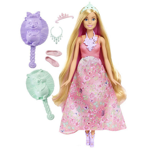 Кукла Mattel Barbie Принцессы с волшебными волосами DWH41 (в розовом)