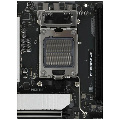 Материнская плата MSI Pro B850M-P WiFi Socket-AM5 AMD B850 4xDDR5, 4xSATA3, RAID, 3xM.2, 4xPCI-E16x, 3xUSB3.2, 1xUSB3.2 Type C, DP, HDMI, WiFi, 5Glan, mATX Ret
