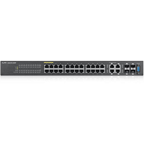 Коммутатор Zyxel GS2210-24HP, L2, 24xGbLAN PoE+, 4xCombo (SFP/LAN)