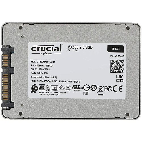 Внутренний SSD-накопитель 250Gb Crucial MX500 (CT250MX500SSD1) SATA3 2.5"