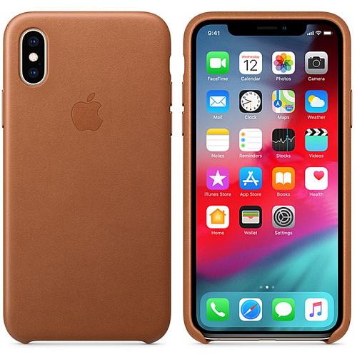 Чехол для Apple iPhone Xs Leather Case Saddle Brown