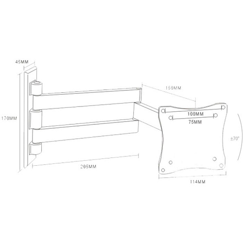 Кронштейн наклонно-поворотный Arm Media LCD-7101 10-26' до 15кг Vesa до 100x100 черный