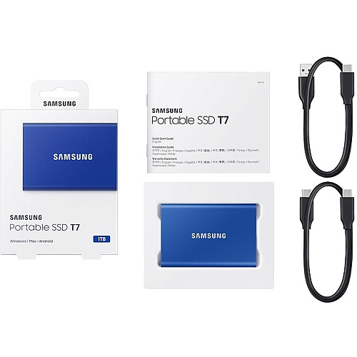 Внешний SSD-накопитель 1Tb Samsung T7 MU-PC1T0H/WW (SSD) USB 3.2 Type C Синий (*)