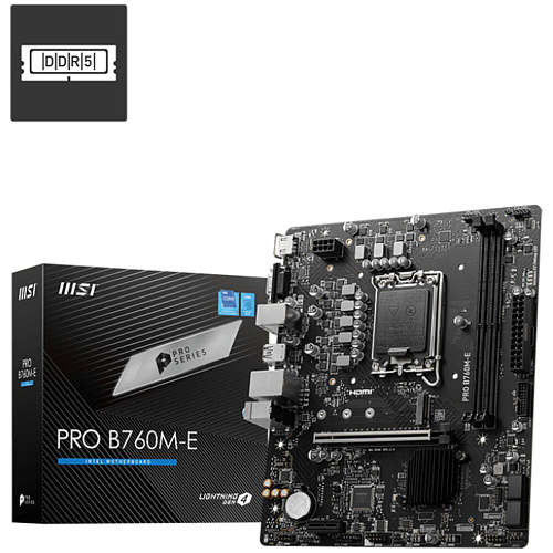 Материнская плата MSI Pro B760M-E B760 Socket-1700 2xDDR5, 4xSATA3, 1xM.2, 1xPCI-E16x, 2xUSB3.2, D-Sub, HDMI, Glan, mATX