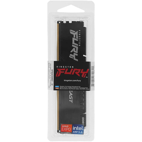 Модуль памяти DIMM 32Gb DDR5 PC51200 6400MHz Kingston Fury Beast Black EXPO (KF564C32BBE-32)