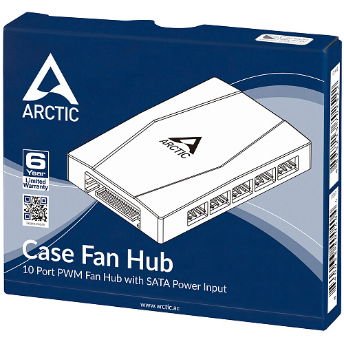 Arctic ACFAN00175A 10 Port PWM Fan Hub with SATA Power, black
