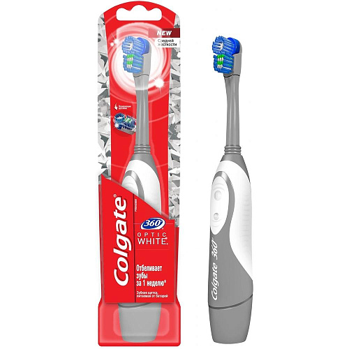 Электрическая зубная щетка Colgate 360° Optic White Powered Toothbrush FCN10039, Белый