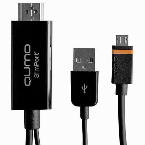 Адаптер MHL-HDMI для смартфонов и планшетов, microUSB(5p+11p) - HDMI, Qumo SlimPort kit