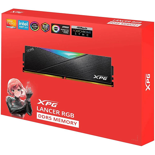 Модуль памяти DIMM 32Gb 2х16Gb DDR5 PC64000 8000MHz ADATA Lancer Neon RGB Black (AX5U8000C3816G-DCLARBK)