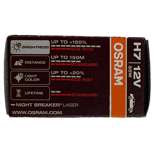 Автомобильная лампа H7 12V 55W Night Breaker Laser Osram 1 шт.