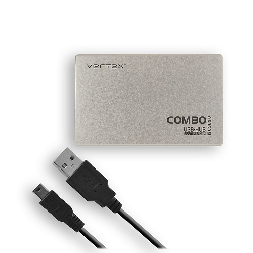 Card Reader Vertex Combo All in 1 + 3-port USB hub Multi Black USB 2.0 SDHC (VCR-502) Silver