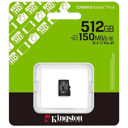 Карта памяти Micro SecureDigital 512Gb Kingston Canvas Select Plus (SDCS3/512GBSP)
