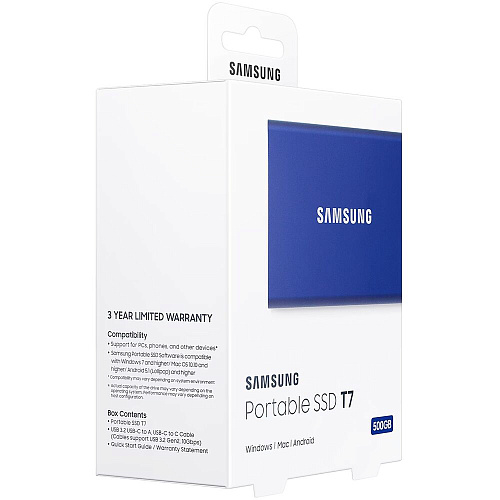 Внешний SSD-накопитель 500Gb Samsung T7 MU-PC500H/WW (SSD) USB 3.2 Type C Синий