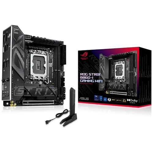 Материнская плата ASUS ROG Strix B860-I Gaming WiFi B860 Soc-1851 2xDDR5, 4xSATA3, RAID, 2хM.2, 1xPCI-E16x, 4xUSB3.2, 2xUSB3.2 Type C, DP, HDMI, WiFi, 2.5Glan, Mini-ITX