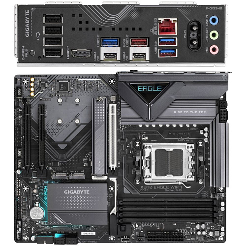 Материнская плата Gigabyte X870 Eagle WiFi7 Socket-AM5 AMD X870 4xDDR5, 4xSATA3, RAID, 3xM.2, 3xPCI-E16x, 4xUSB3.2, 2xUSB3.2 Type C, DP, HDMI, 2.5Glan, WiFi, AT… УЦЕНКА