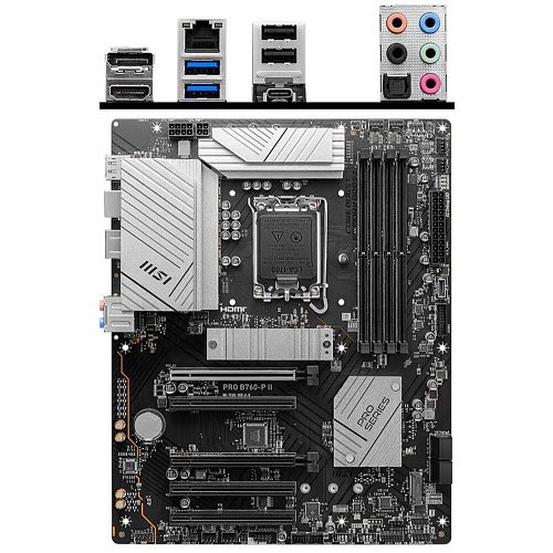 Материнская плата MSI Pro B760-P II B760 Socket-1700 4xDDR5, 4xSATA3, 2xM.2, 5xPCI-E16x, 2xUSB3.2, 1xUSB3.2 Type C, DP, HDMI, 2.5Glan, ATX