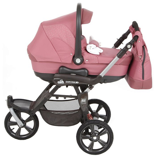 Коляска 3 в 1 Cam Cortina Evolution X3 Tris (розовый/стразы)