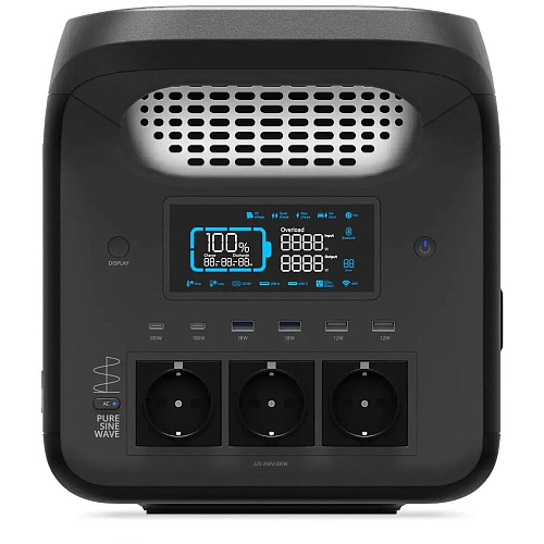 Портативная зарядная станция TopON TOP-H1800 1229Wh 384Ah 3 розетки 220 В, DC и авторозетка 12.6 В, 2 Type-C 100 Вт, 4 USB, фонарь, EPS, Wi-Fi Bluetooth