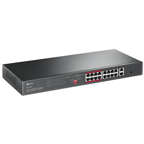 Коммутатор TP-LINK TL-SL1218P неуправляемый 16xLAN PoE+, 1xGbLAN, 1xSFP/GbLAN