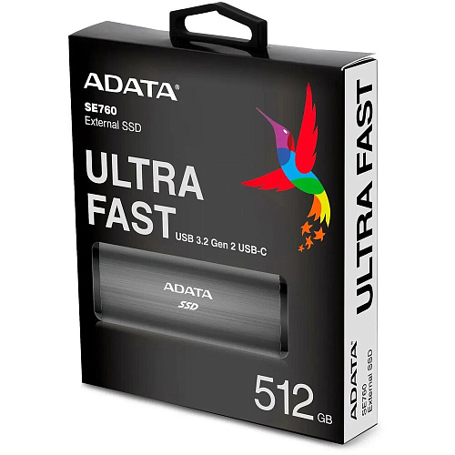 Внешний SSD-накопитель 512Gb A-DATA SE760 ASE760-512GU32G2-CTI (SSD) USB 3.1 Type C tinanium