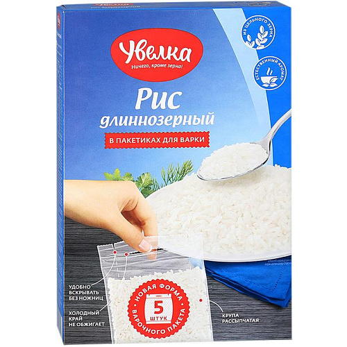 Рис Увелка длиннозерный шлифованный в пакетиках 5*80 г, 400 г