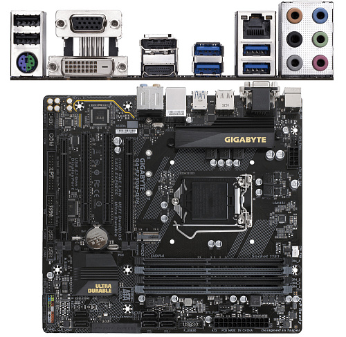 Материнская плата Gigabyte GA-B250M-D3H B250 Socket-1151 4xDDR4, 6xSATA3, M.2, 2xPCI-E16x, 4xUSB3.0, HDMI, DP, DVI, VGA, Glan, mATX