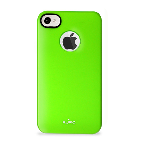 Чехол для iPhone 4/iPhone 4S PURO Soft Cover Fluorescent + пленка на экран, (пластик, зеленый)