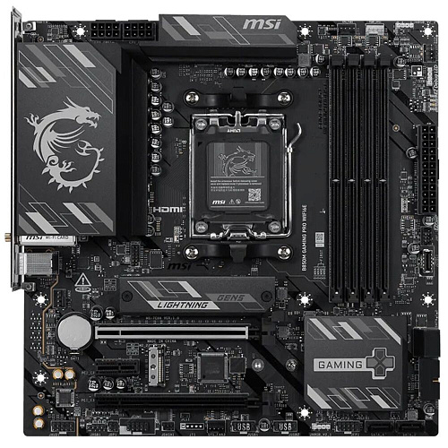 Материнская плата MSI B850M Gaming Pro WiFi6E Socket-AM5 AMD B850 4xDDR5, 4xSATA3, RAID, 2xM.2, 2xPCI-E16x, 7xUSB3.2, 1xUSB3.2 Type C, DP, HDMI, WiFi, 2.5Glan, mATX