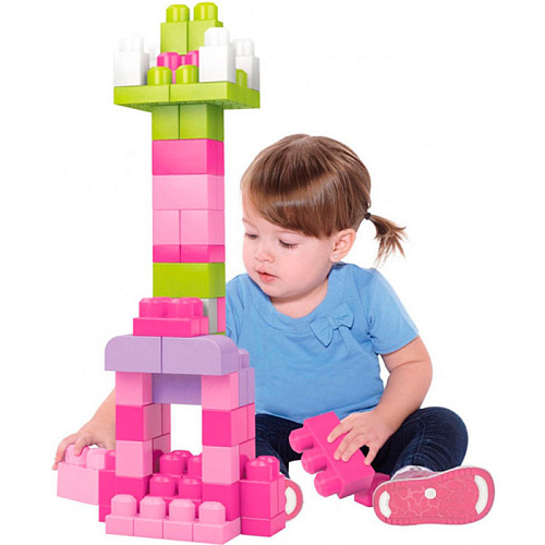 Конструктор Mattel Mega Bloks First Builders из 60 деталей CYP67 для девочек, розовый