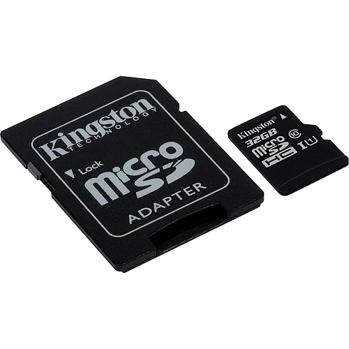 Micro SecureDigital 32Gb HC Kingston UHS-1 (Class 10) (SDC10G2/32GB) + SD адаптер