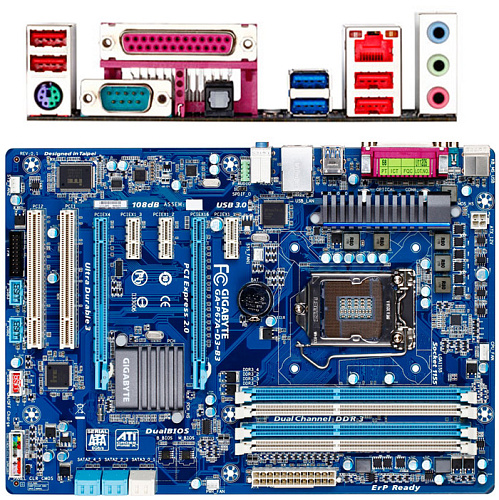 Материнская плата Gigabyte GA-P67A-D3-B3 Soc-1155, P67, 4xDDR3, 2xPCI-Ex16, 2xSATA3, 2xUSB3.0, Raid, 1xCOM, LPT, GLan ATX УЦЕНКА