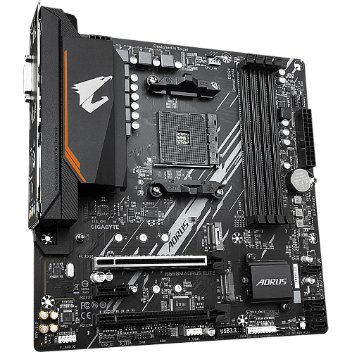 Материнская плата Gigabyte B550M AORUS Elite Socket-AM4 AMD B550 4xDDR4, 4xSATA3, RAID, 2xM.2, 2xPCI-E16x, 4xUSB3.2, DVI-D, HDMI, Glan, mATX Ret УЦЕНКА