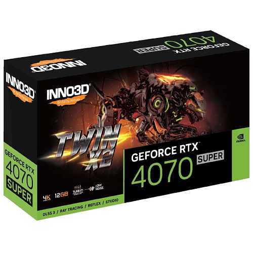 Видеокарта Inno3D GeForce RTX 4070 Super 12288Mb, Twin X2 12 Gb (N407S2-126X-186162N) 1xHDMI, 3xDP, Ret