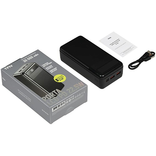 Внешний аккумулятор TFN Porta LCD PD 22.5W TFN-PB-313-BK 30000mAh Black