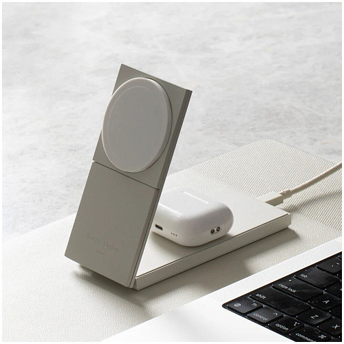 Беспроводная зарядная панель 2 в 1 Для IPhone, Airpods Native Union Rise 2-in-1 20W Sandstone